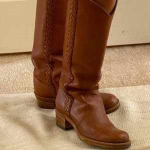 FRYE cognac leather knee-hi boots.  7